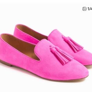 J. Crew Vibrant Hot Pink Tassel Loafers